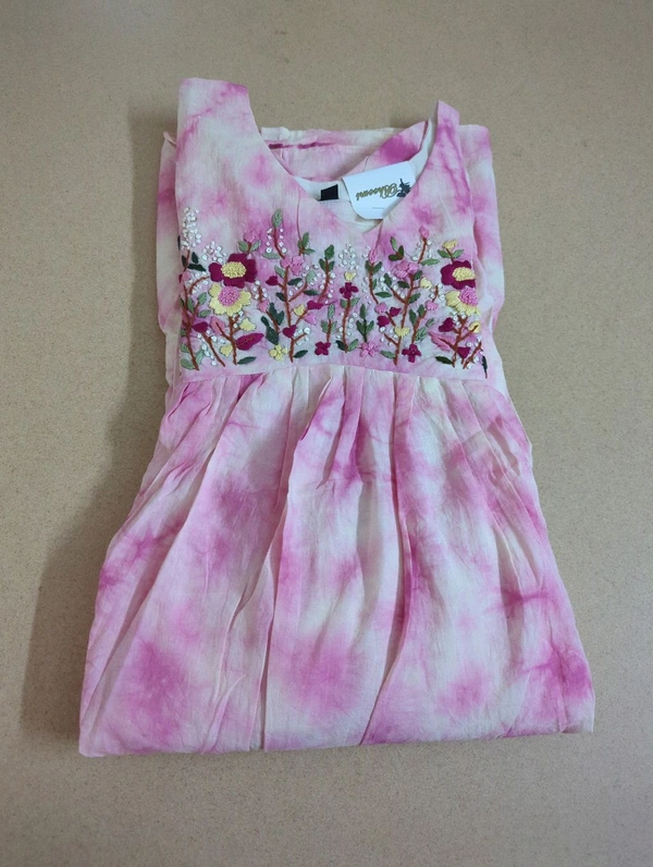 Pure Handloom Cotton Frock - pink, 38
