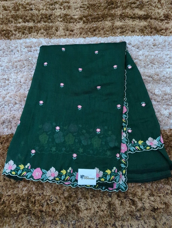 Pure Vichitra Silk  - dark green
