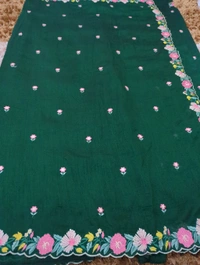 Pure Vichitra Silk  - dark green