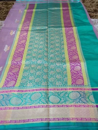Pure Handloom Katan Kora - purple