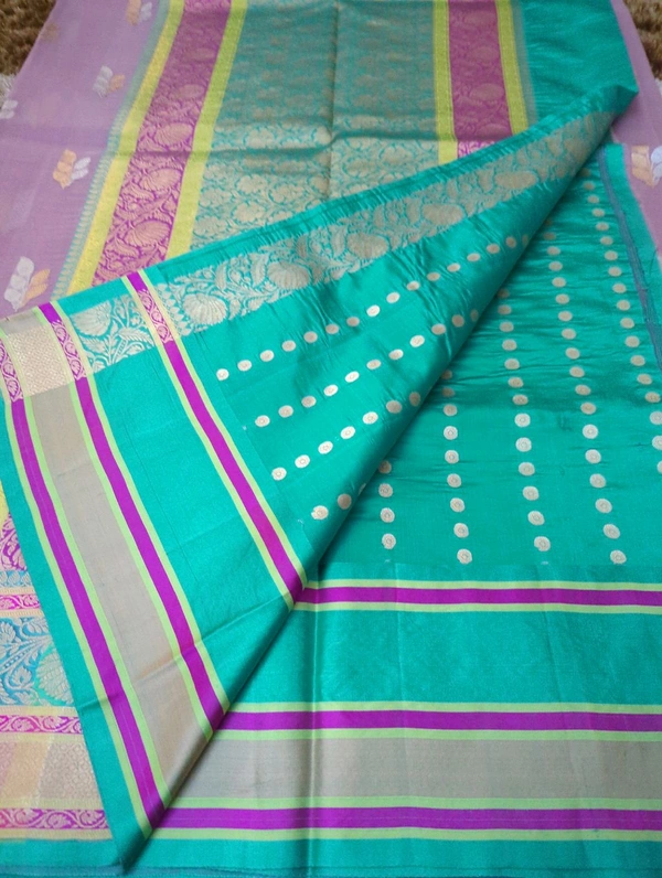 Pure Handloom Katan Kora - purple