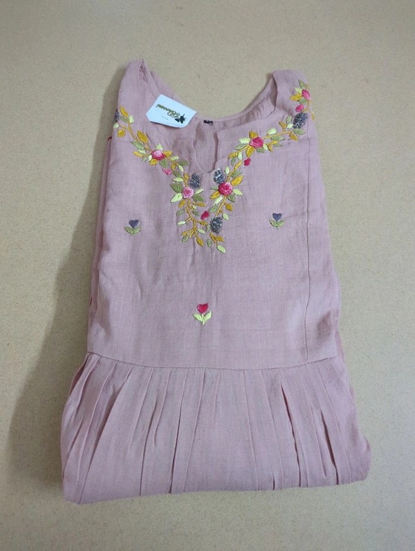 Pure Mul Mul Cotton Frock  - Pink, 40