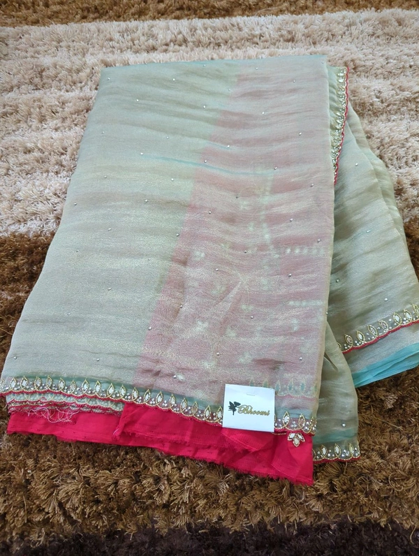 Tissue Crush With Handloom  - Jungle Mist