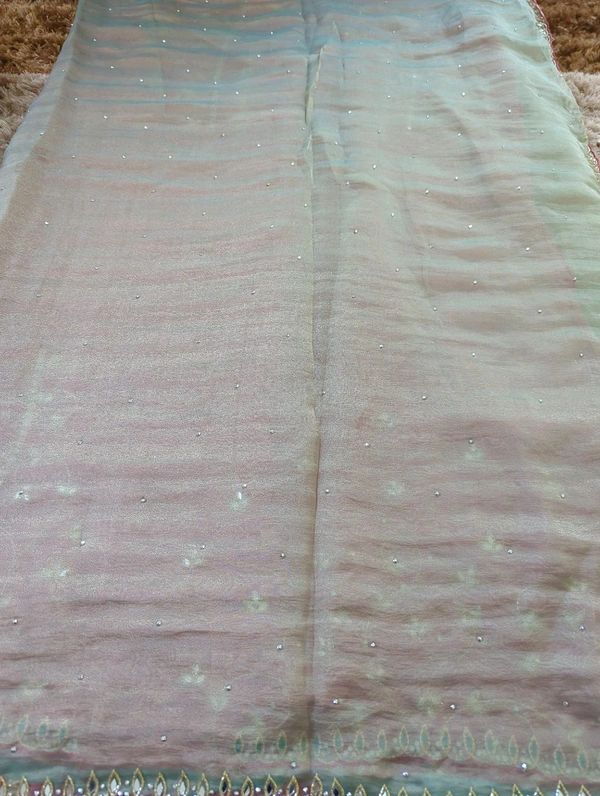 Tissue Crush With Handloom  - Jungle Mist