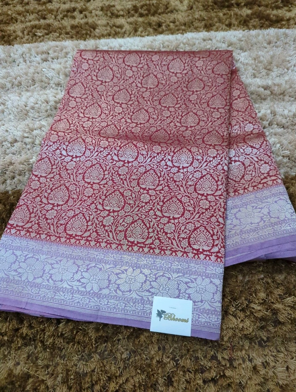 Pure Handloom Raw Mongo Allover  - red