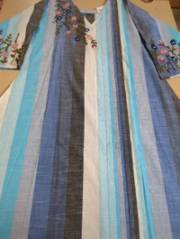 Pure Handloom Cotton A Line Dress - blue, 42