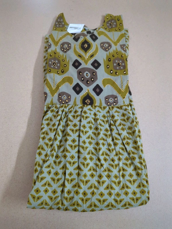 Pure Cotton Frock With Kanta - Moss Green, 42