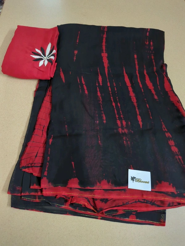 Pure Soft Organza With Maggam Work - Black