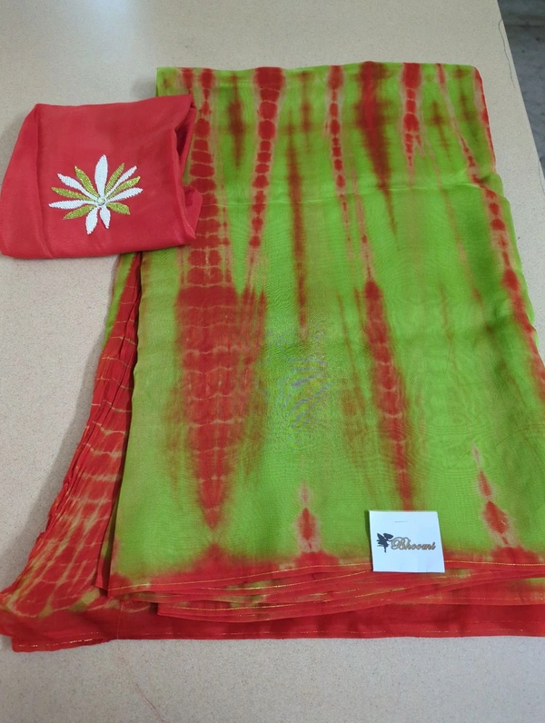 Pure Soft Organza With Maggam Work - Green