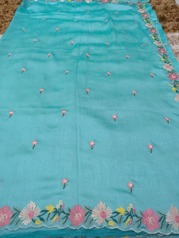 Pure Vichitra Silk  - teal