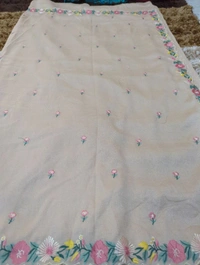Pure Vichitra Silk  - Bone