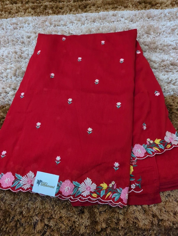 Pure Vichitra Silk  - Red
