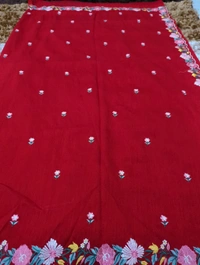 Pure Vichitra Silk  - Red