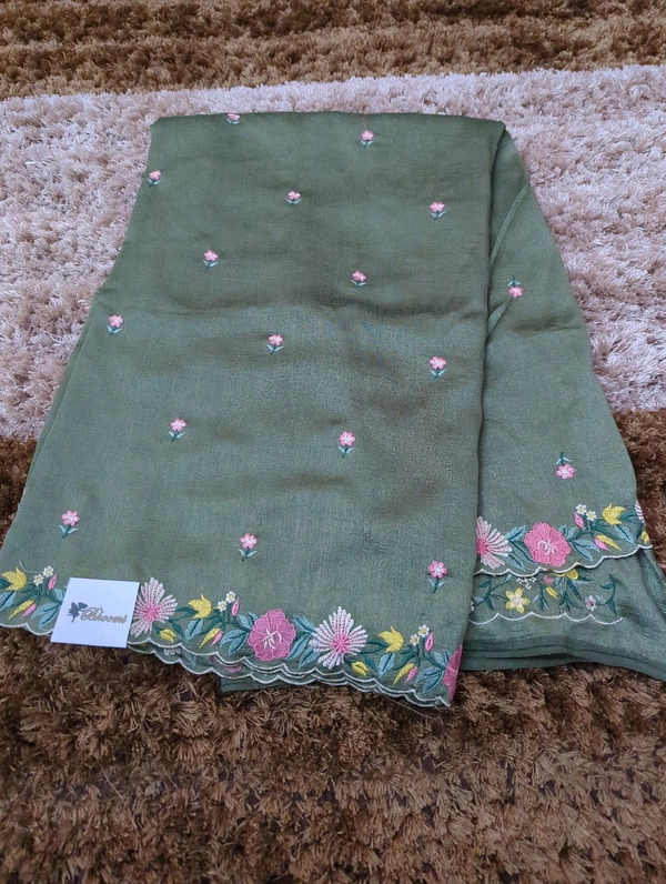 Pure Vichitra Silk  - Cactus