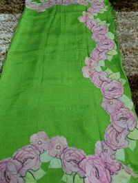 Pure Handloom Mangalagiri Pattu With Rose Applique Work - Hibiscus 1