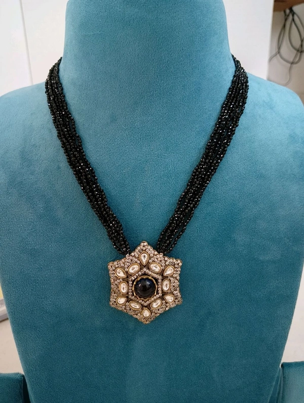 Black spinnel With Victorian Pendant  - Navy Blue, HD