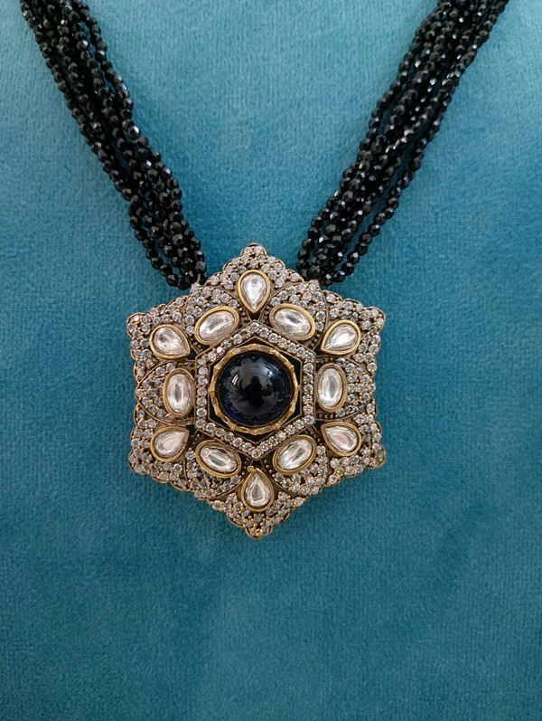 Black spinnel With Victorian Pendant  - Navy Blue, HD