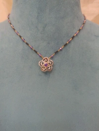 3070 Black Beads With Real C2 With Diamond Copy Pendent  - Black