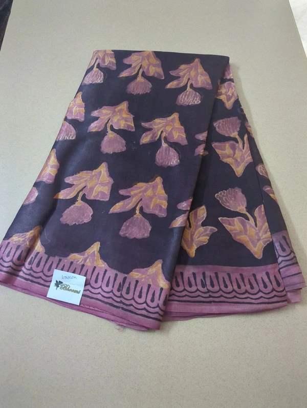 Pure Model Silk With Hand Block Print - Brown