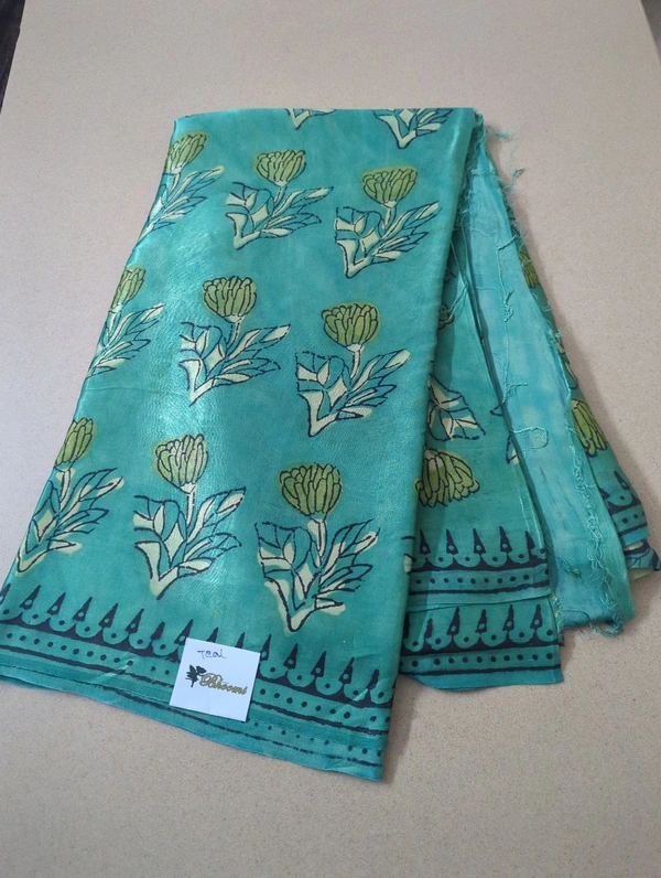 Pure Model Silk With Hand Block Print - Teal