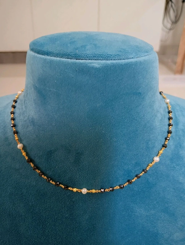 Black Cutting Cz's With Real Pearls - Single Line, VZ