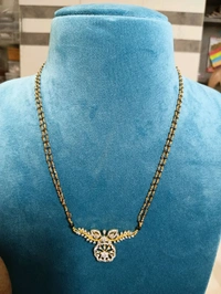 2 Lines Black Diamonds With Diamond Replica Pendant  - HD