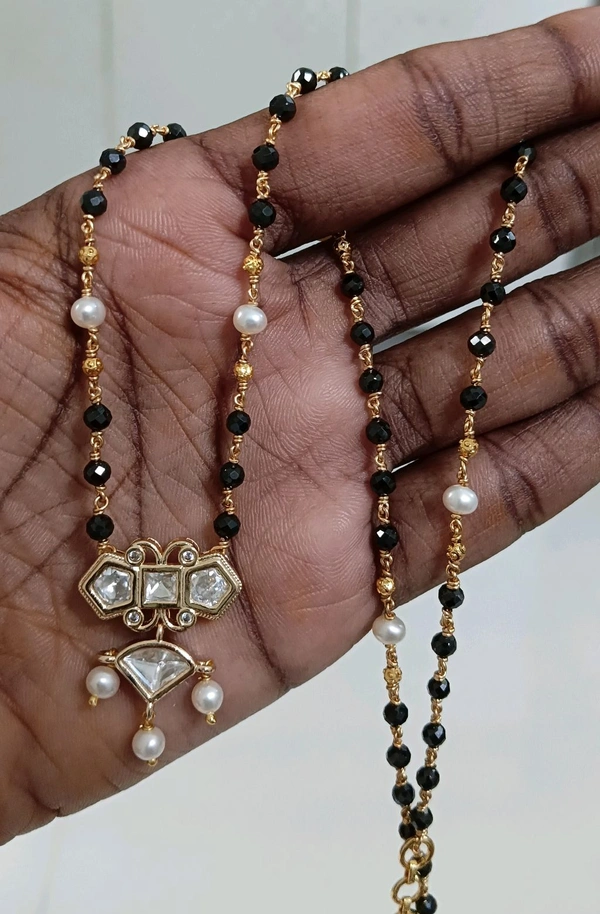 Real Pearls And Black Diamonds With Mossanite Locket - VZ