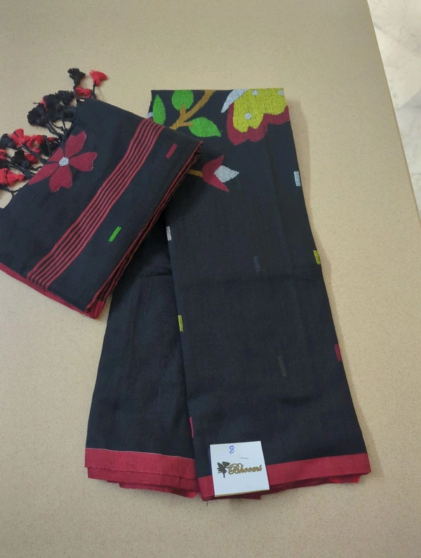 Pure Cotton Jamdhani Suit - Black 8