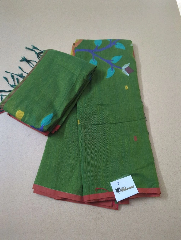 Pure Cotton Jamdhani Suit - Glade Green 1