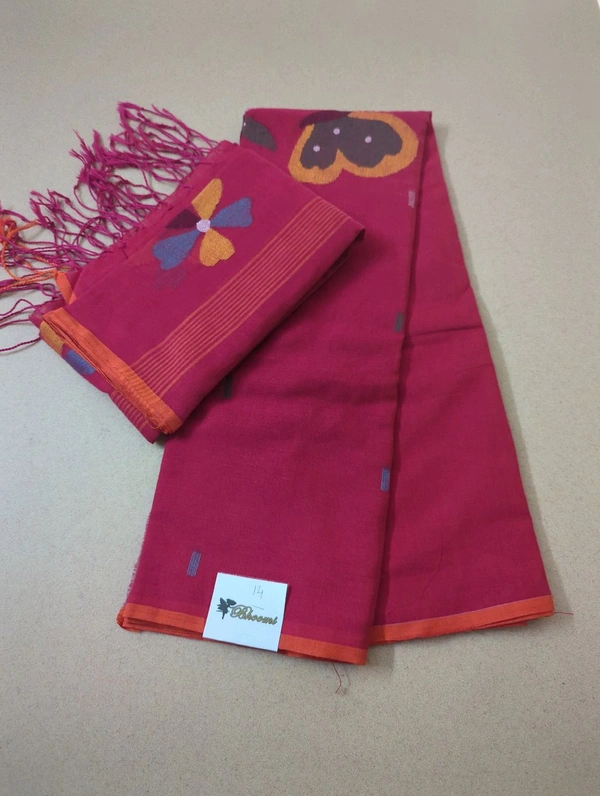 Pure Cotton Jamdhani Suit - Red Orange 14
