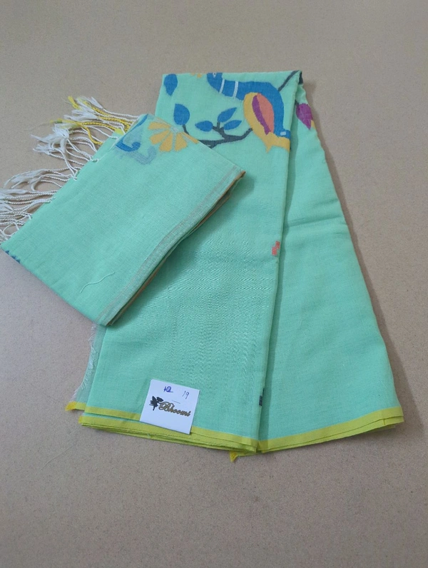 Pure Cotton Jamdhani Suit - Shadow Green 19