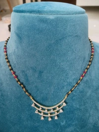 Black Cutting Cz's With Real Chetan Beads Paired Up With Earrings  - VZ, ruby