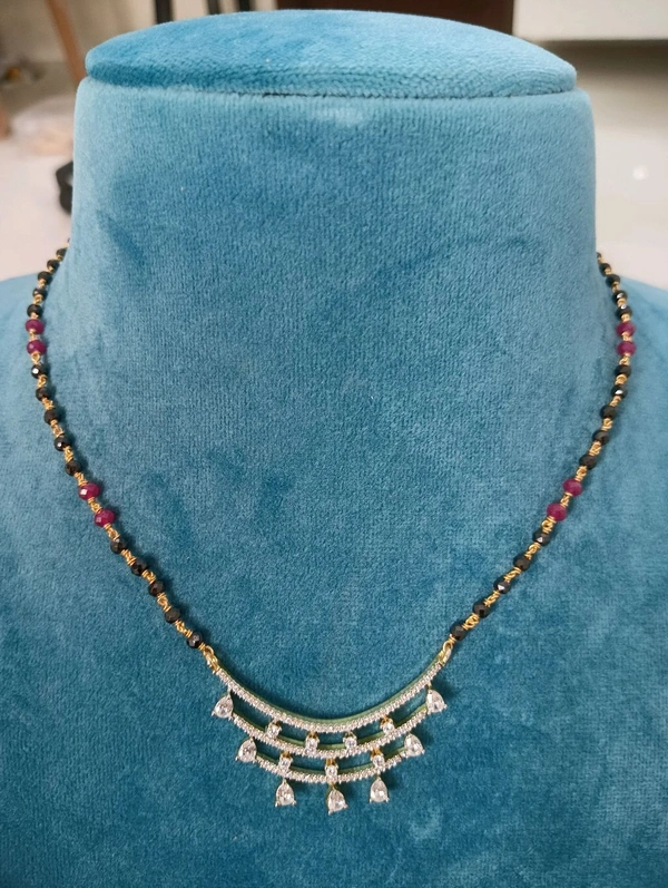 Black Cutting Cz's With Real Chetan Beads Paired Up With Earrings  - VZ, ruby