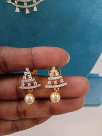 Black Cutting Cz's With Real Chetan Beads Paired Up With Earrings  - VZ, ruby