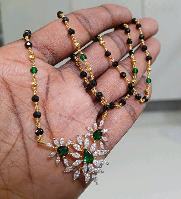Black Cutting CZ With Real Manulu - Green, VZ