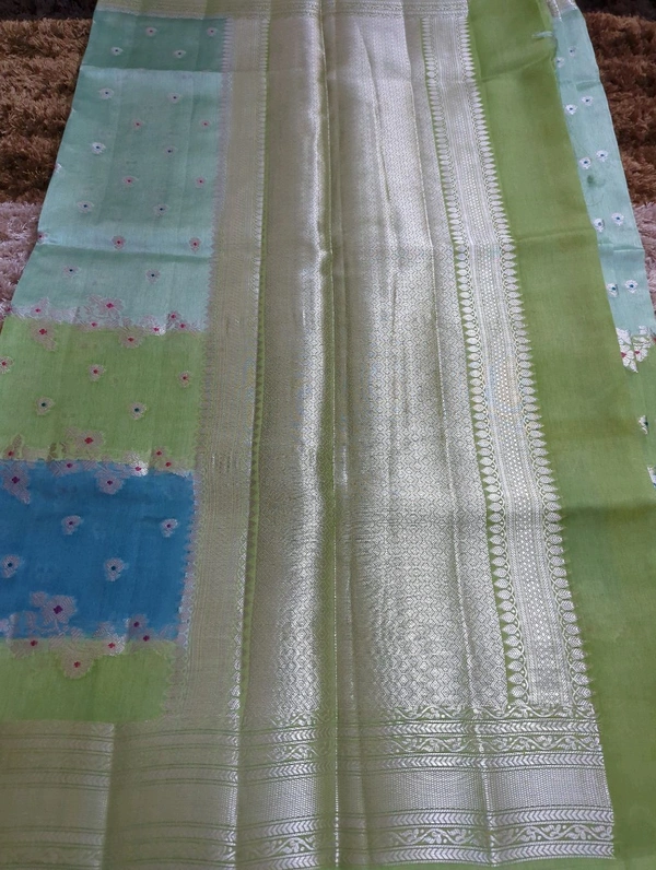 Pure Tusser Raw Mango  - green
