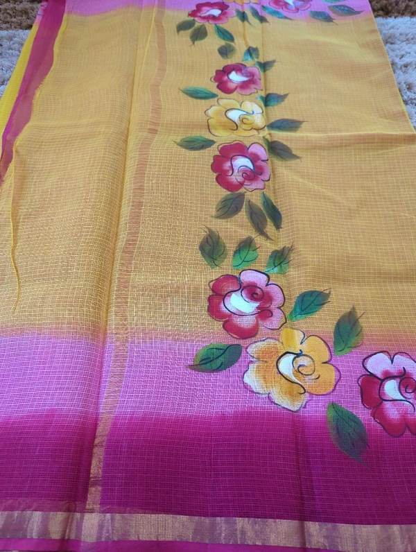 Pure Cotton Kota Block Print - Gold