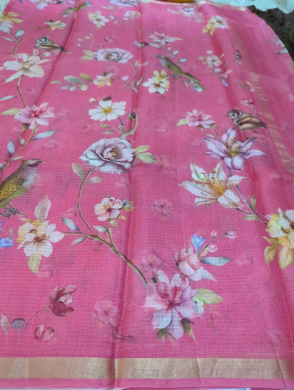 Pure Silk Kota Digital  - Wild Watermelon