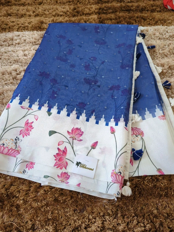 Pure Silk Kota Digital  - Blue