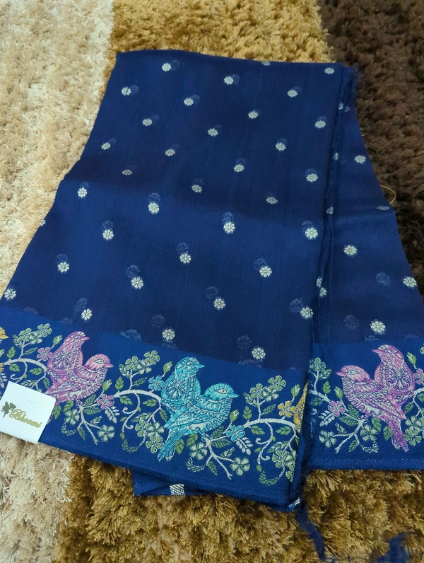 Pure Tusser Georgette  - Navy Blue