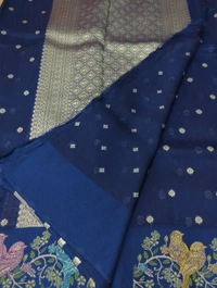 Pure Tusser Georgette  - Navy Blue