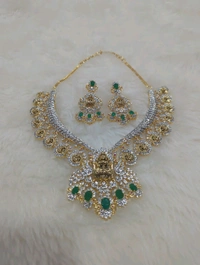 Designer Diamond Copy Necklaces  - green
