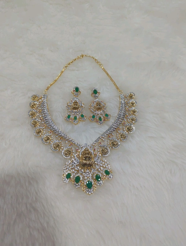 Designer Diamond Copy Necklaces  - green
