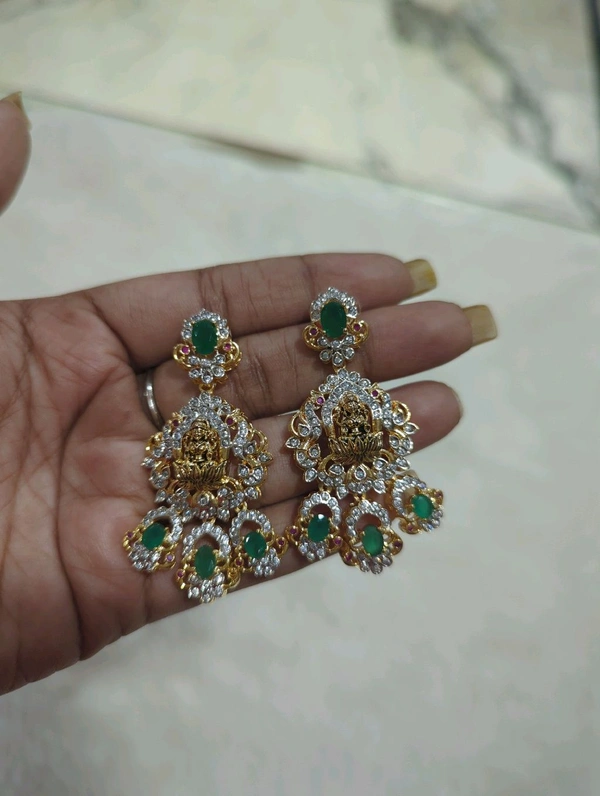 Designer Diamond Copy Necklaces  - green