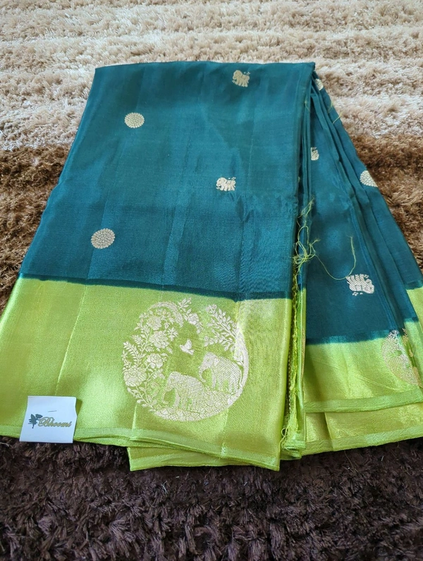 Pure Tusser Raw Mango  - dark green