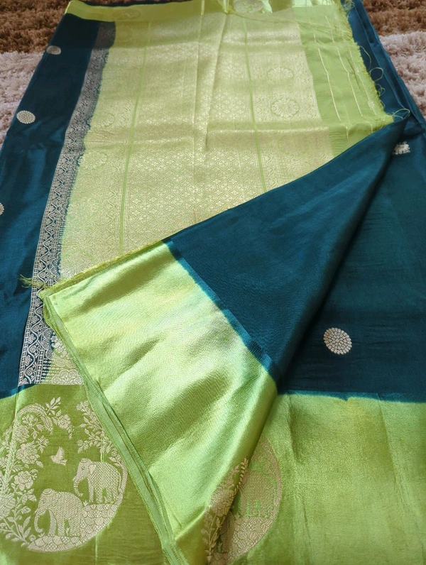 Pure Tusser Raw Mango  - dark green