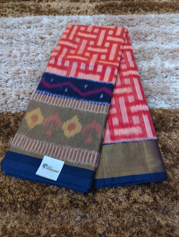 Pure Merchandised Ikkat Cotton  - Red