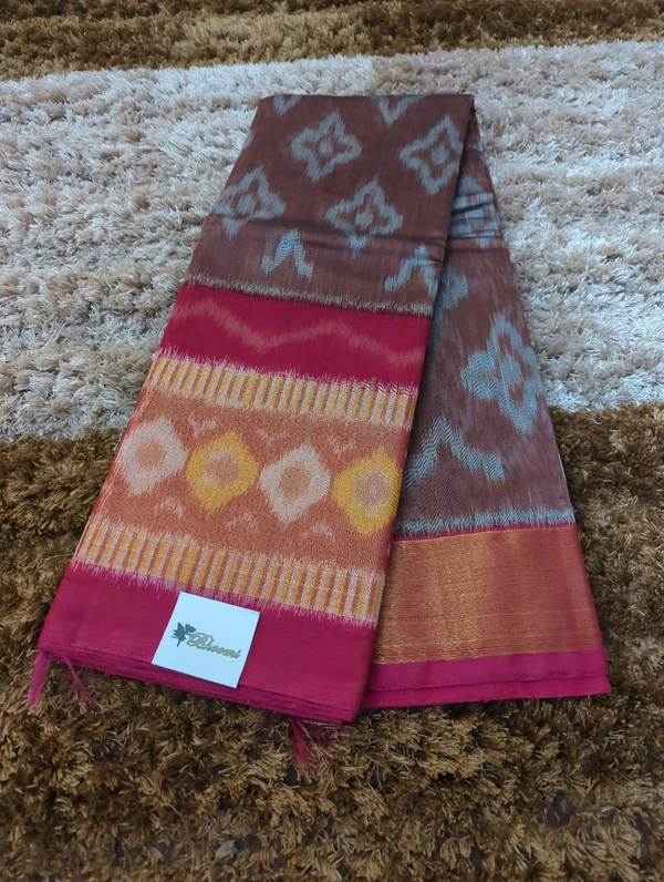 Pure Merchandised Ikkat Cotton  - Brown