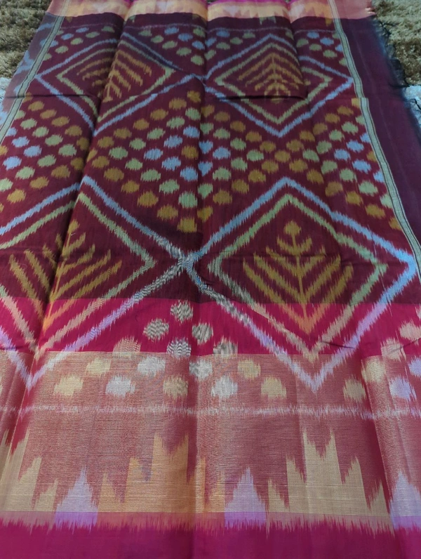 Pure Merchandised Ikkat Cotton  - Brown