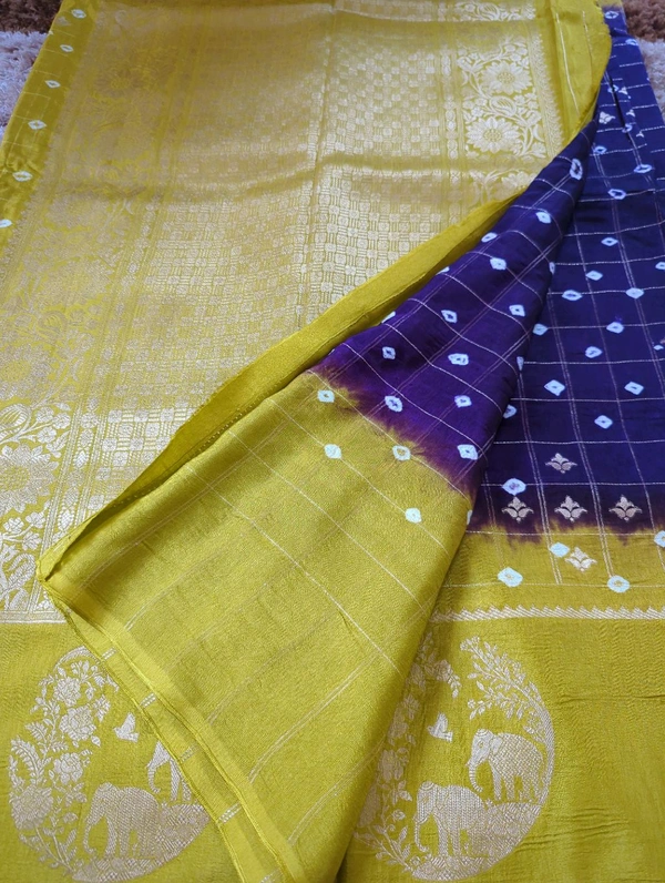 Pure Tusser Raw Mango  - Pigment Indigo